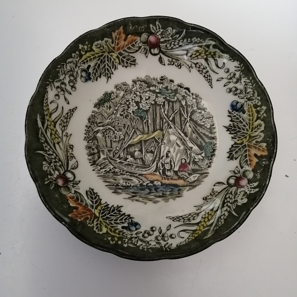 Vintage Staffordshire Wigwam The Forest Bartletts Scenes of Early Canada Bowl